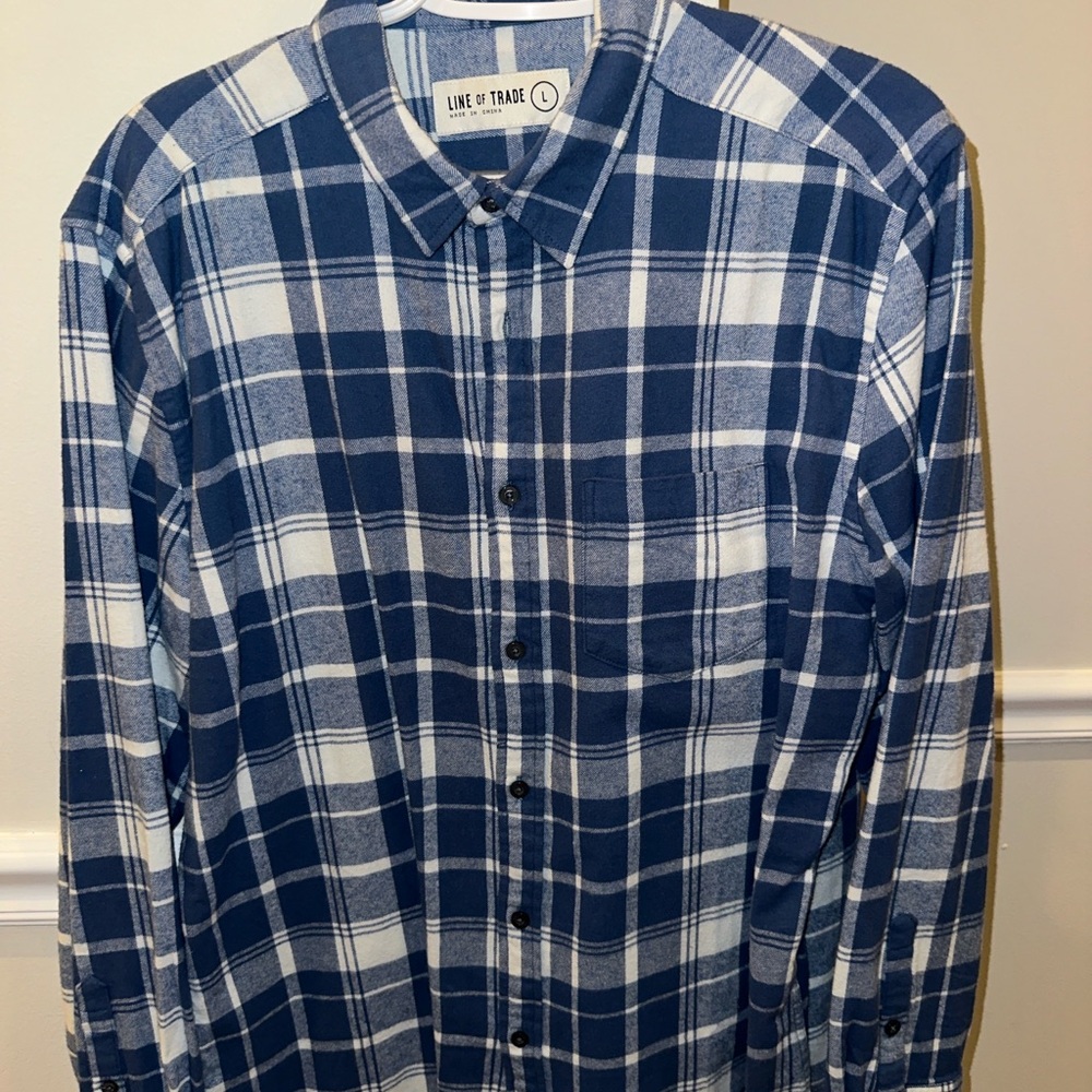 Like It Trade Men's Navy Plaid Flannel Casual Shirt